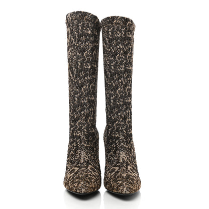Saint Laurent Stretch Fabric Calf Heel Boots 37.5 Beige Vintage 2 of 7