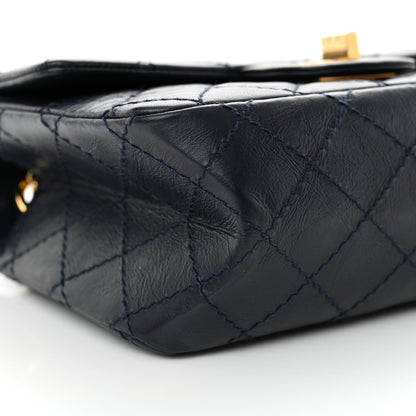 Chanel Aged Calfskin Quilted 2.55 Reissue Mini Flap Navy 9 of 10