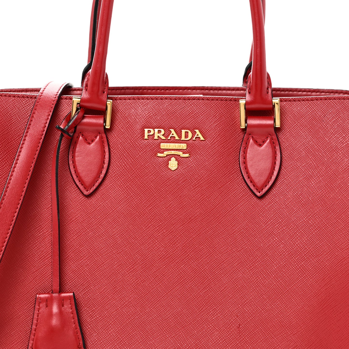 Saffiano Soft Calfskin Small Zippered Tote Fuoco