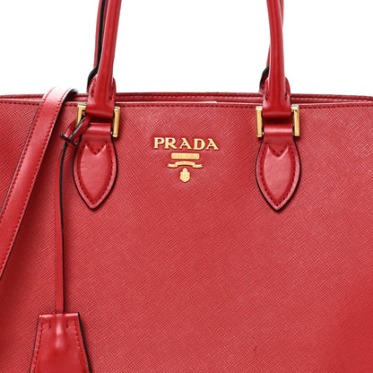 Prada Saffiano Soft Calfskin Small Zippered Tote Fuoco 7 of 9