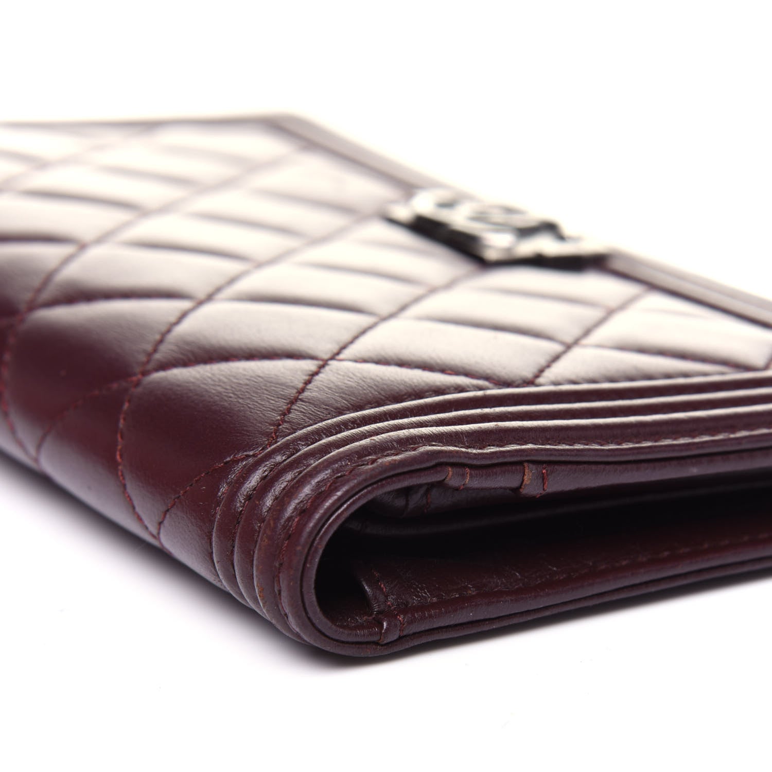 Chanel Lambskin Quilted Boy Yen Wallet Dark Red 19 of 20
