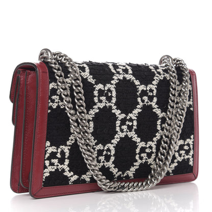 Gucci Tweed GG Monogram Small Dionysus Shoulder Bag Black White Romantic Cherry 3 of 10