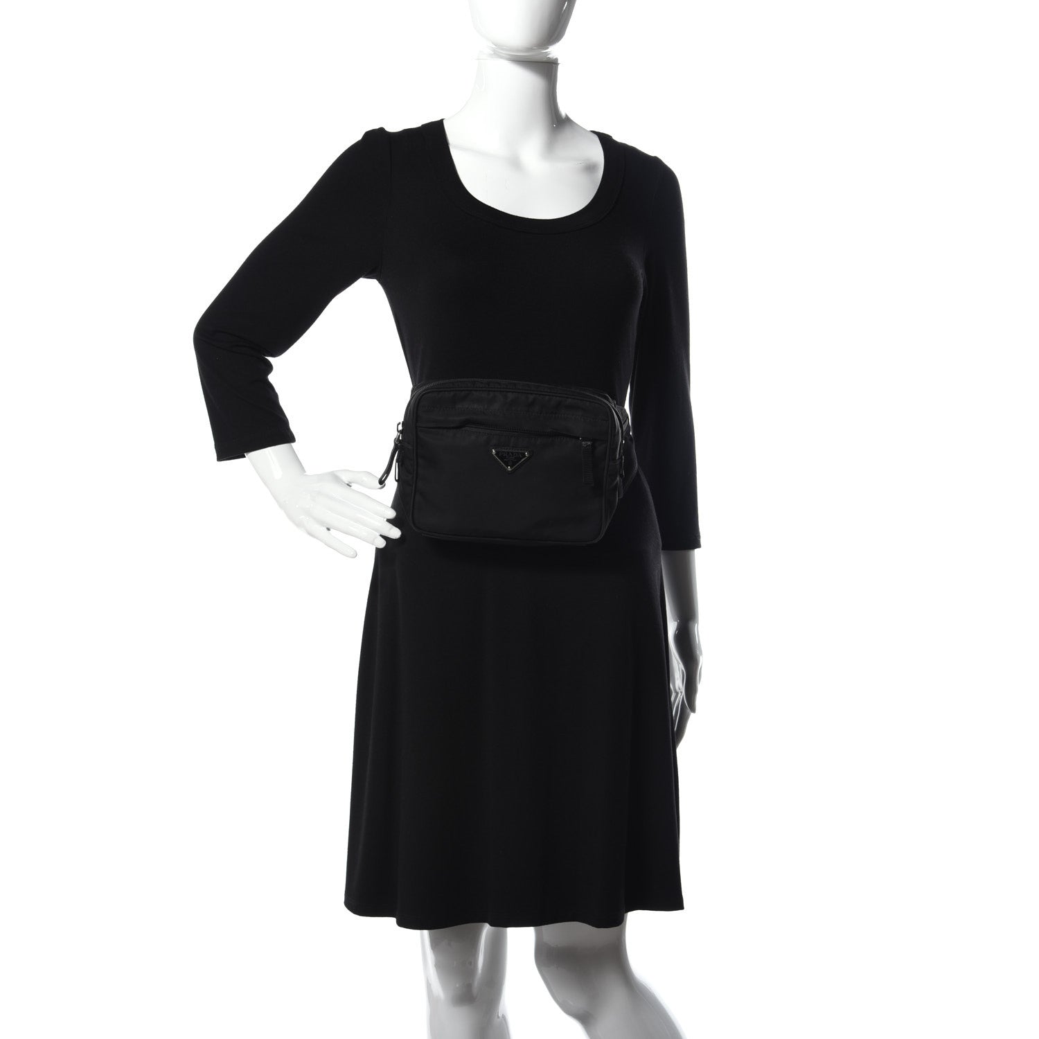 Prada Tessuto Nylon Saffiano Belt Bag Nero Black 2 of 10