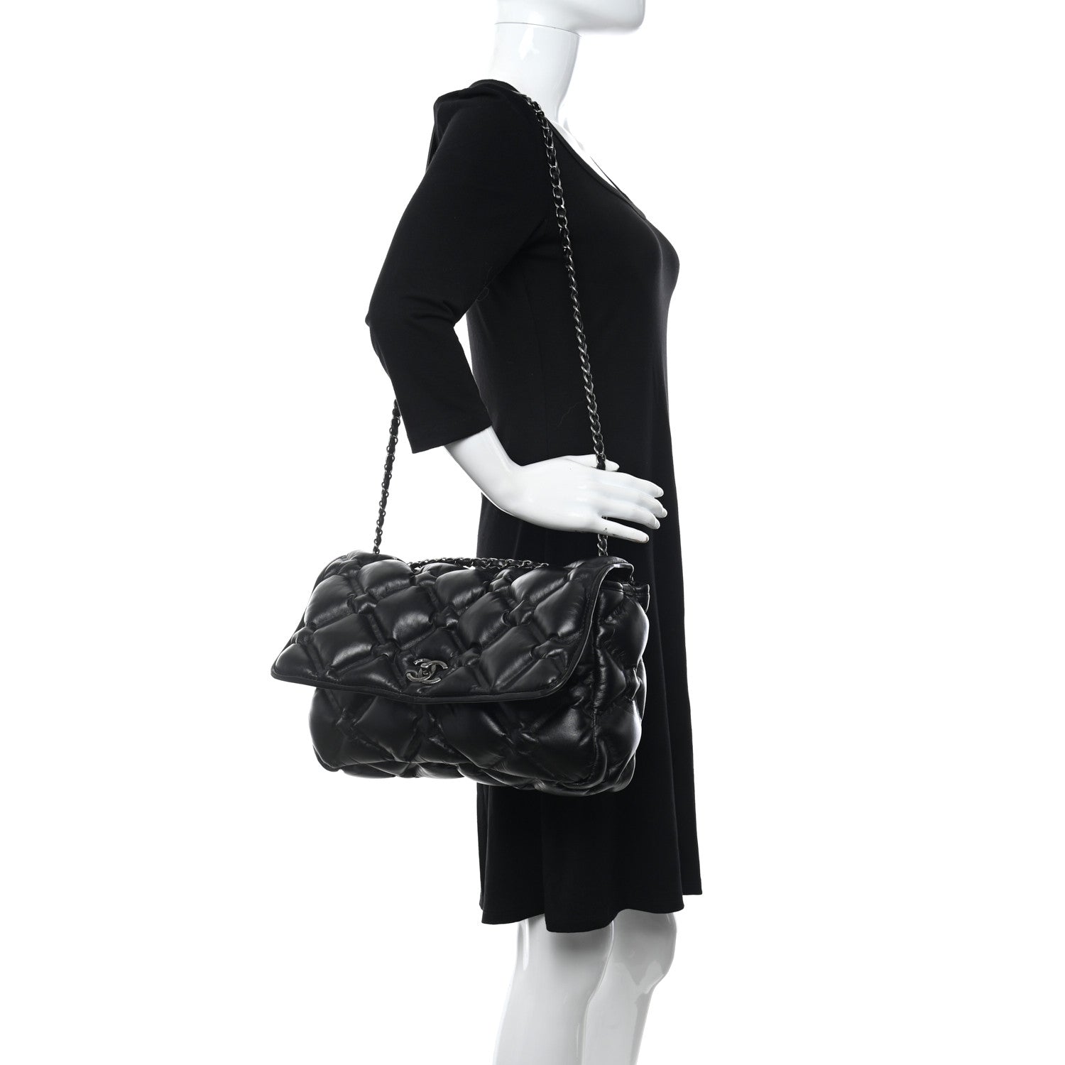 Chanel Calfskin Quilted Large Chesterfield Flap Black 3 of 12