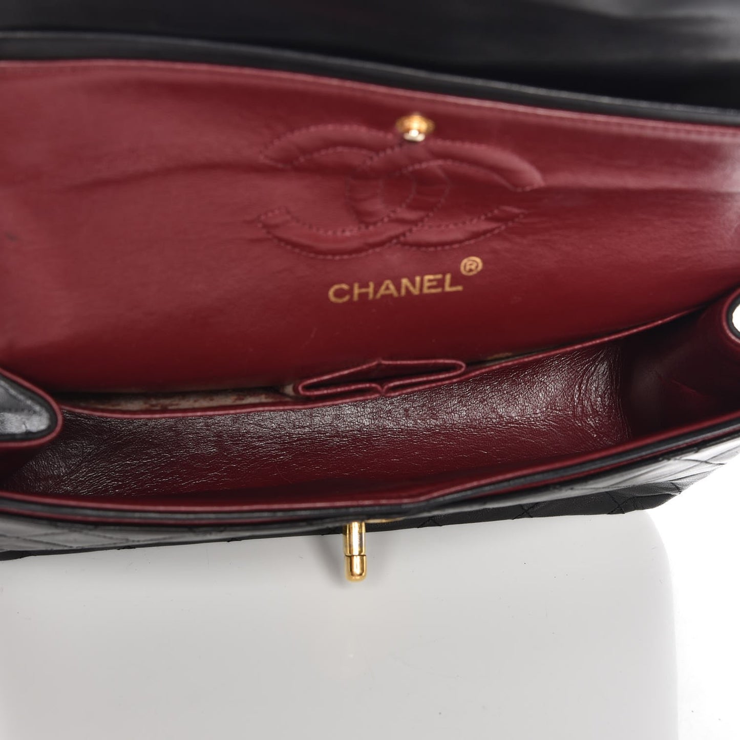 Lambskin Quilted Small Double Flap Black