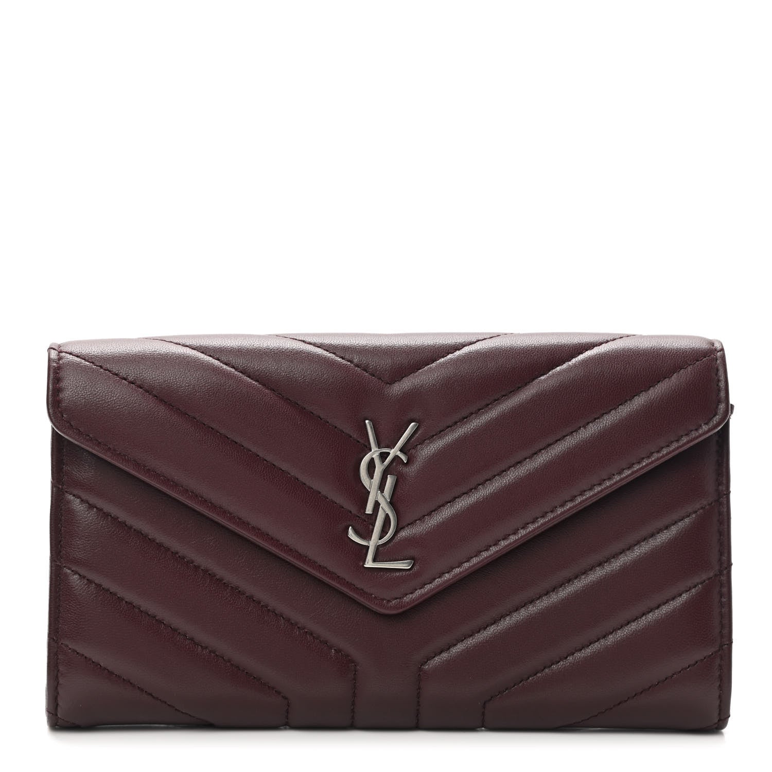 Saint Laurent Lambskin Y Quilted Monogram Large Loulou Flap Wallet Legion Red 1 of 7