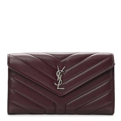 Saint Laurent Lambskin Y Quilted Monogram Large Loulou Flap Wallet Legion Red 1 of 7
