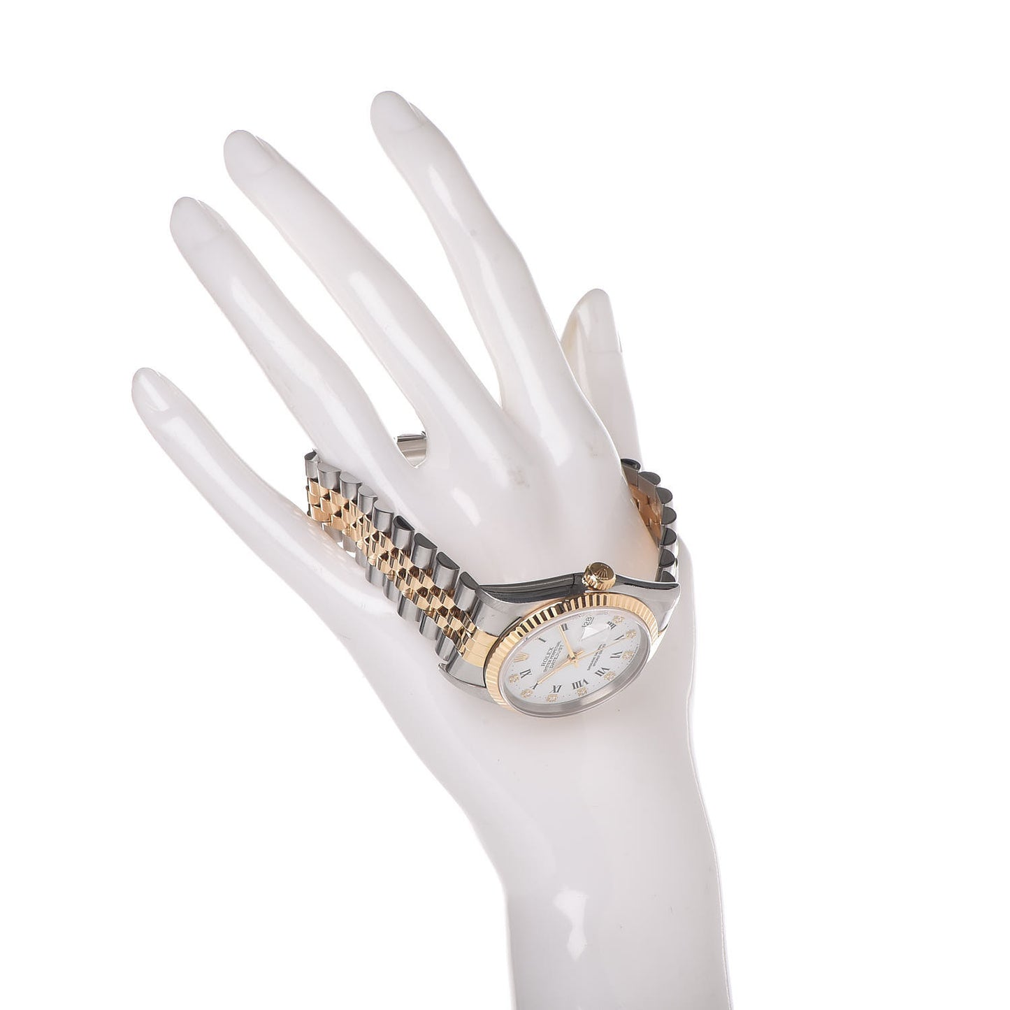 Stainless Steel 18K Yellow Gold Diamond 36mm Oyster Perpetual Datejust Watch White Roman 16233