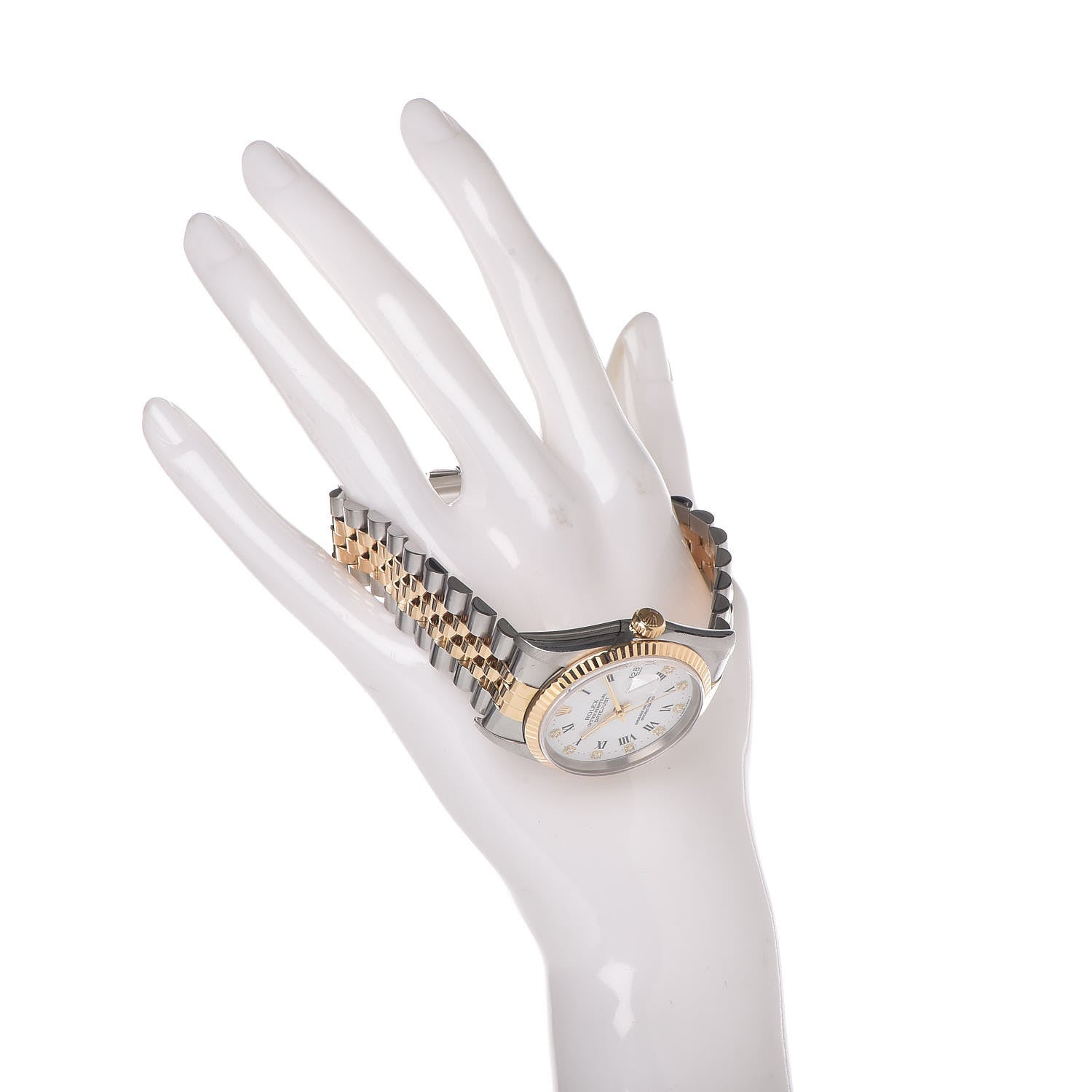 Rolex Stainless Steel 18K Yellow Gold Diamond 36mm Oyster Perpetual Datejust Watch White Roman 16233 2 of 9