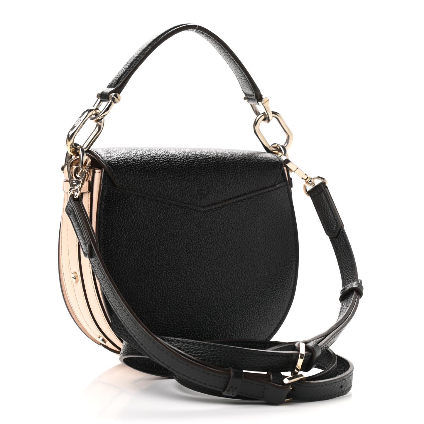 Visetos Calfskin Small Patricia Shoulder Bag Cognac Black