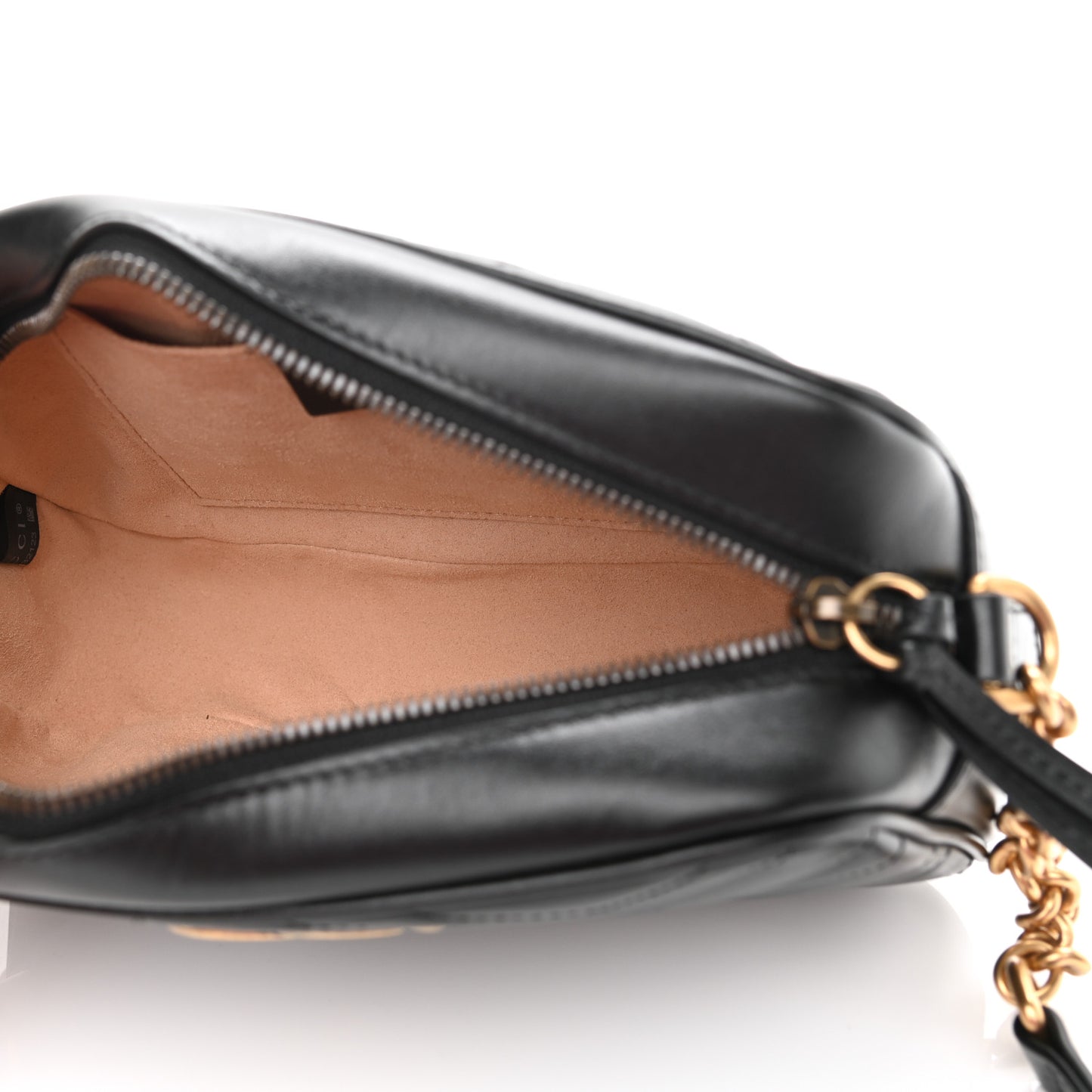Calfskin Matelasse Small GG Marmont Chain Shoulder Bag Black