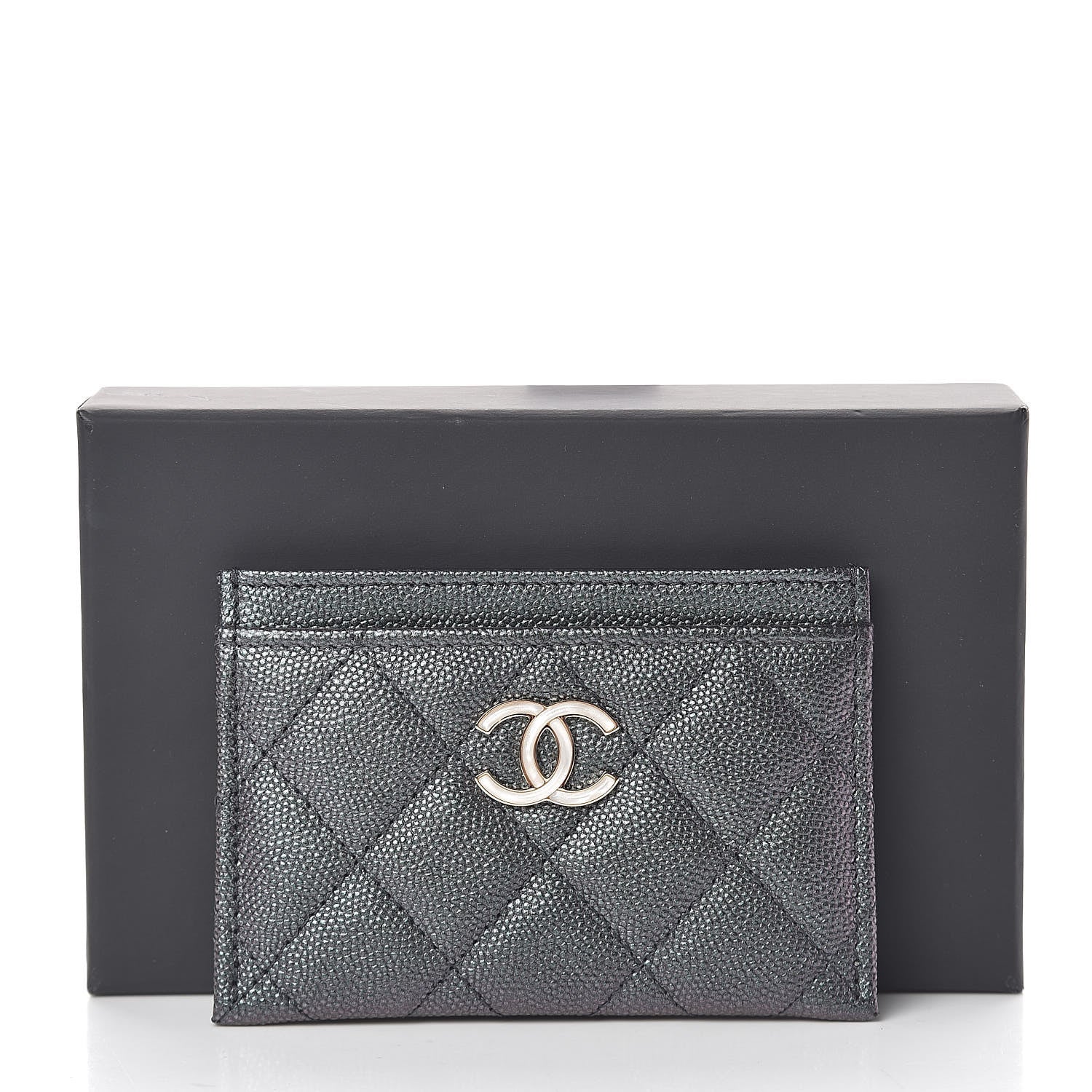 Chanel Iridescent Caviar Quilted Card Holder Black 9 of 9