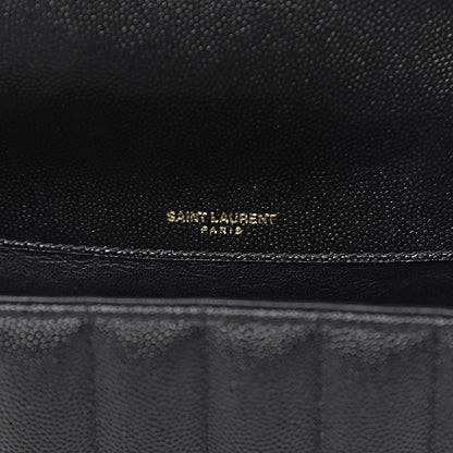 Saint Laurent Grain De Poudre Matelasse Monogram Medium Vicky Chain Bag Black 6 of 10