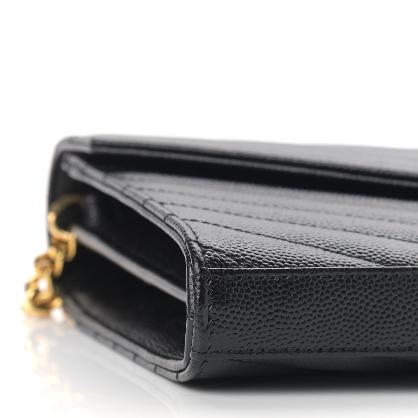 Grain De Poudre Matelasse Chevron Monogram Chain Wallet Black