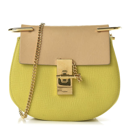 Chloe Grained Calfskin Lambskin Mini Bi-Color Drew Shoulder Bag Yellow Beige 1 of 10