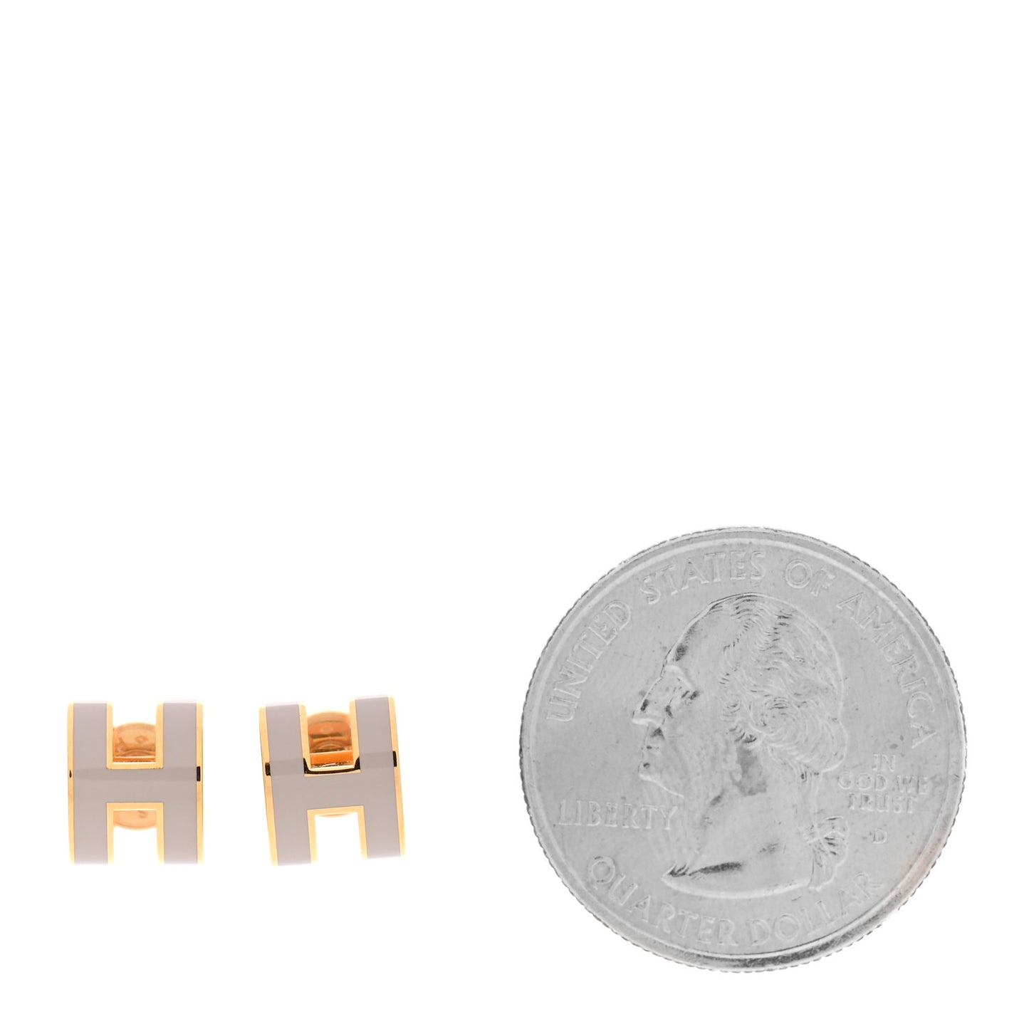 Gold Lacquered Mini Pop H Earrings Marron Glace