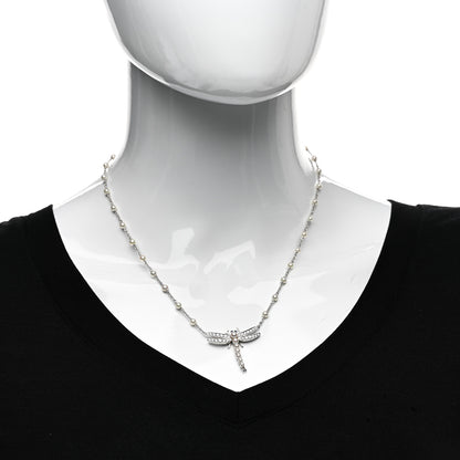 Tiffany Platinum Diamond Blue Sapphire Pearl Nature Dragonfly Station Necklace 2 of 6