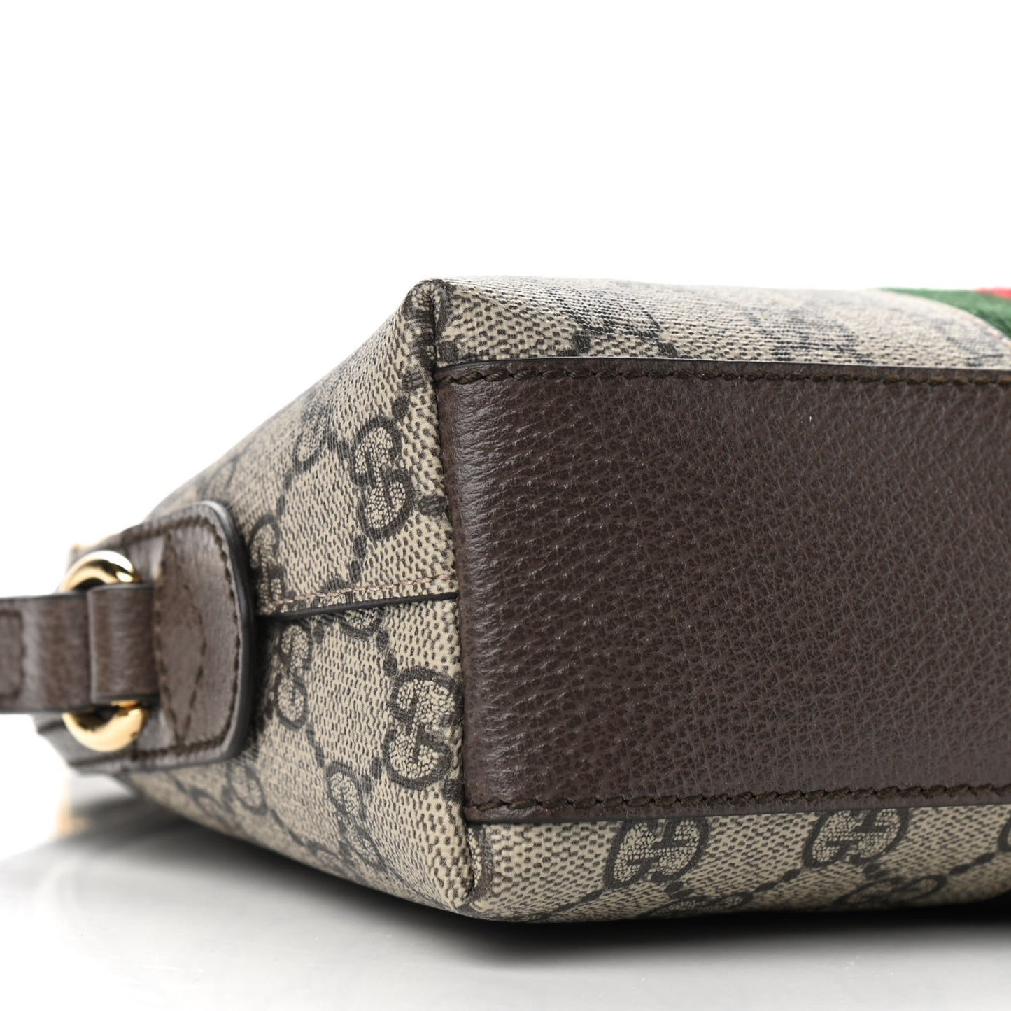 GG Supreme Monogram Textured Dollar Calfskin Web Small Ophidia Dome Shoulder Bag Beige Ebony New Acero