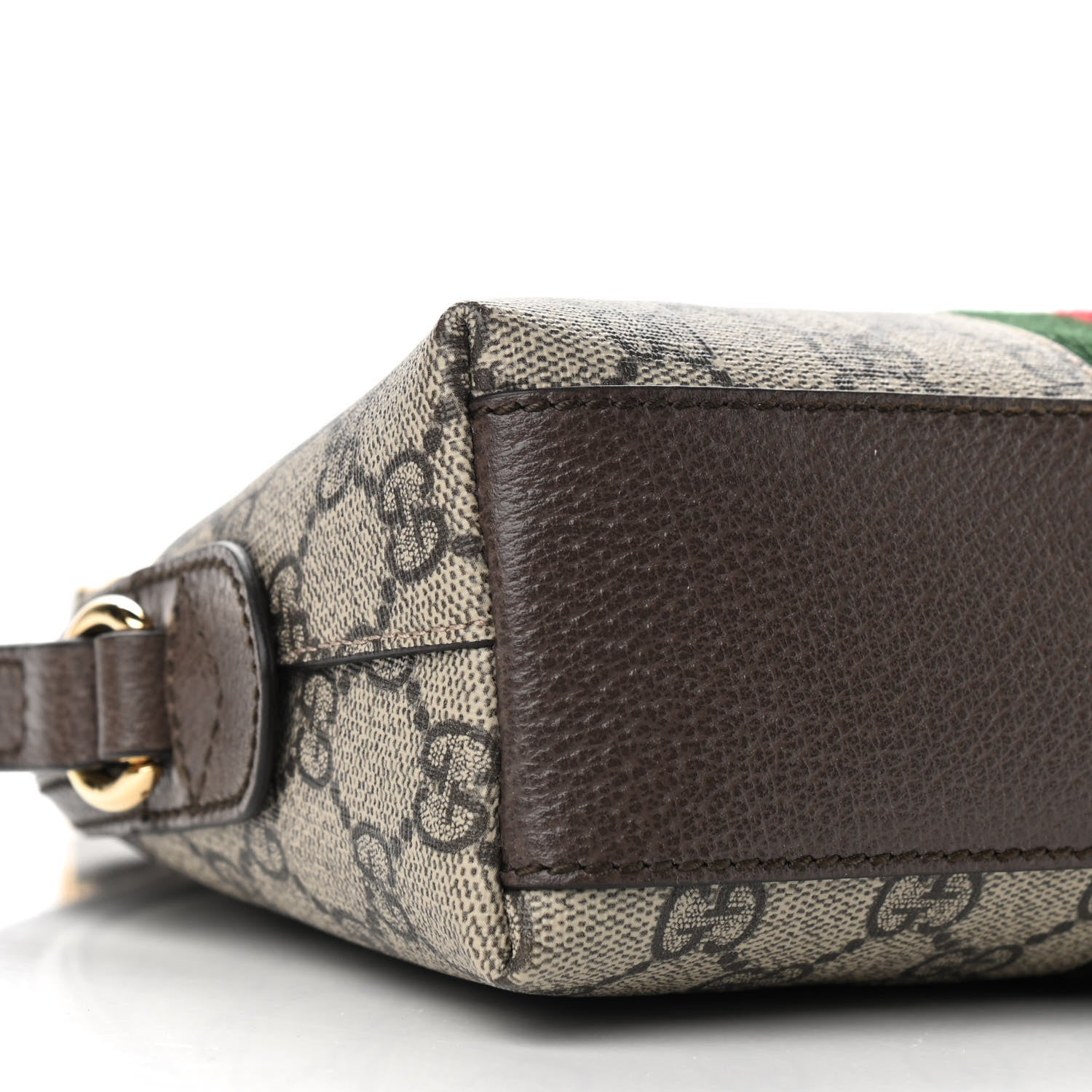 Gucci GG Supreme Monogram Textured Dollar Calfskin Web Small Ophidia Dome Shoulder Bag Beige Ebony New Acero 9 of 10