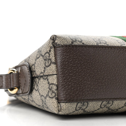 Gucci GG Supreme Monogram Textured Dollar Calfskin Web Small Ophidia Dome Shoulder Bag Beige Ebony New Acero 9 of 10
