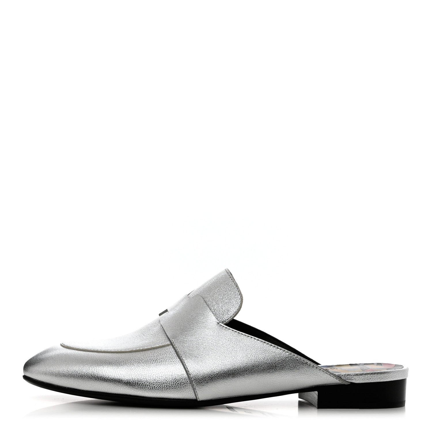Hermes Metallic Goatskin Rivoli Mules 36 Gris Argente 1 of 9