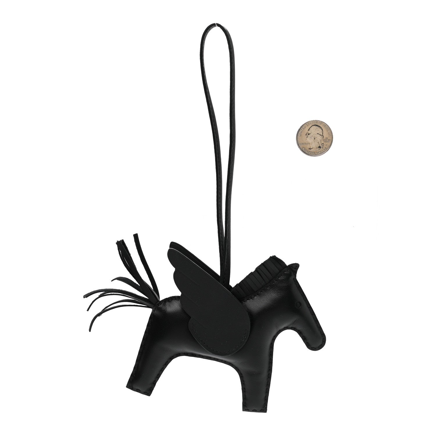 Hermes Milo Lambskin Grigri Rodeo Pegase Horse Bag Charm MM So Black 2 of 4
