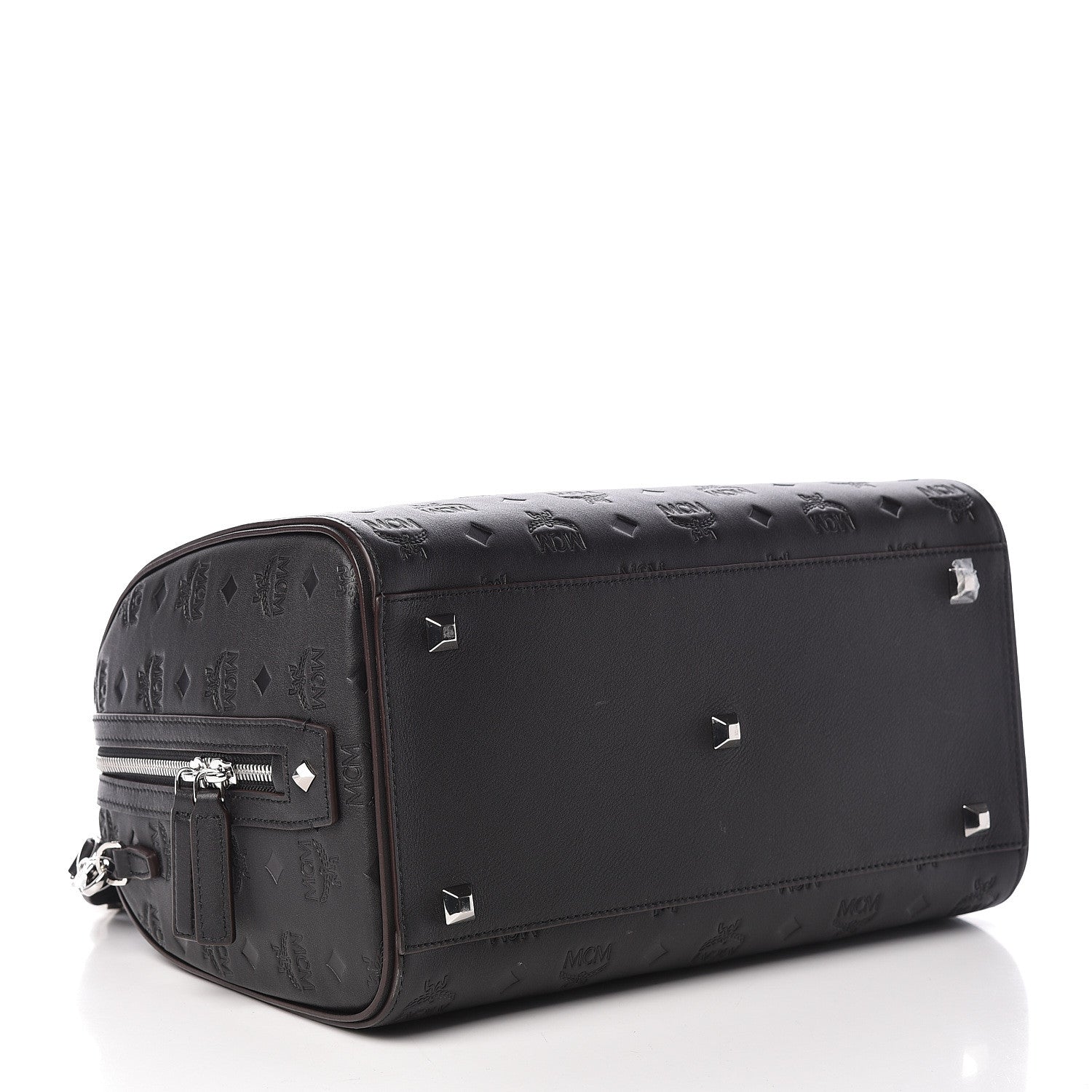 MCM Calfskin Ottomar Monogram Essential Boston Bag Black 4 of 10