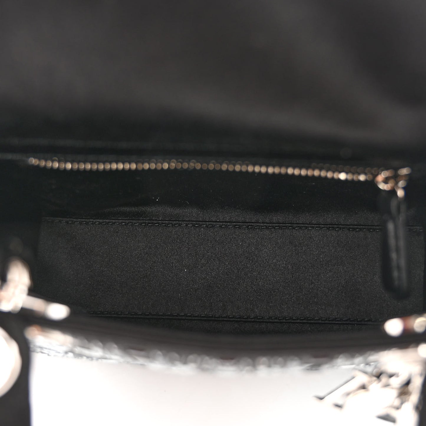 Satin Crystal Cannage Mini Lady Dior Black