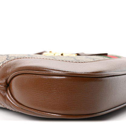 Gucci GG Supreme Monogram Azalea Calfskin Web Small Jackie 1961 Hobo Beige Ebony Brown Sugar 9 of 11