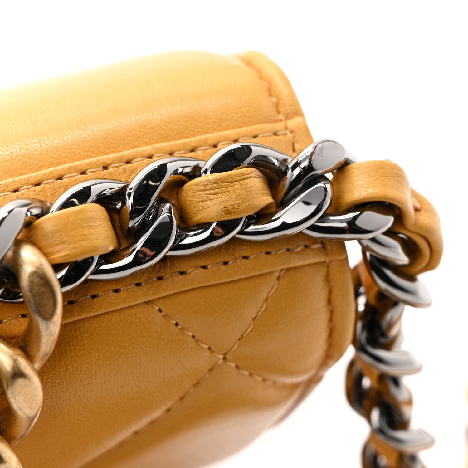 Chanel Lambskin Quilted Chanel 19 Wallet On Chain WOC Yellow 14 of 14