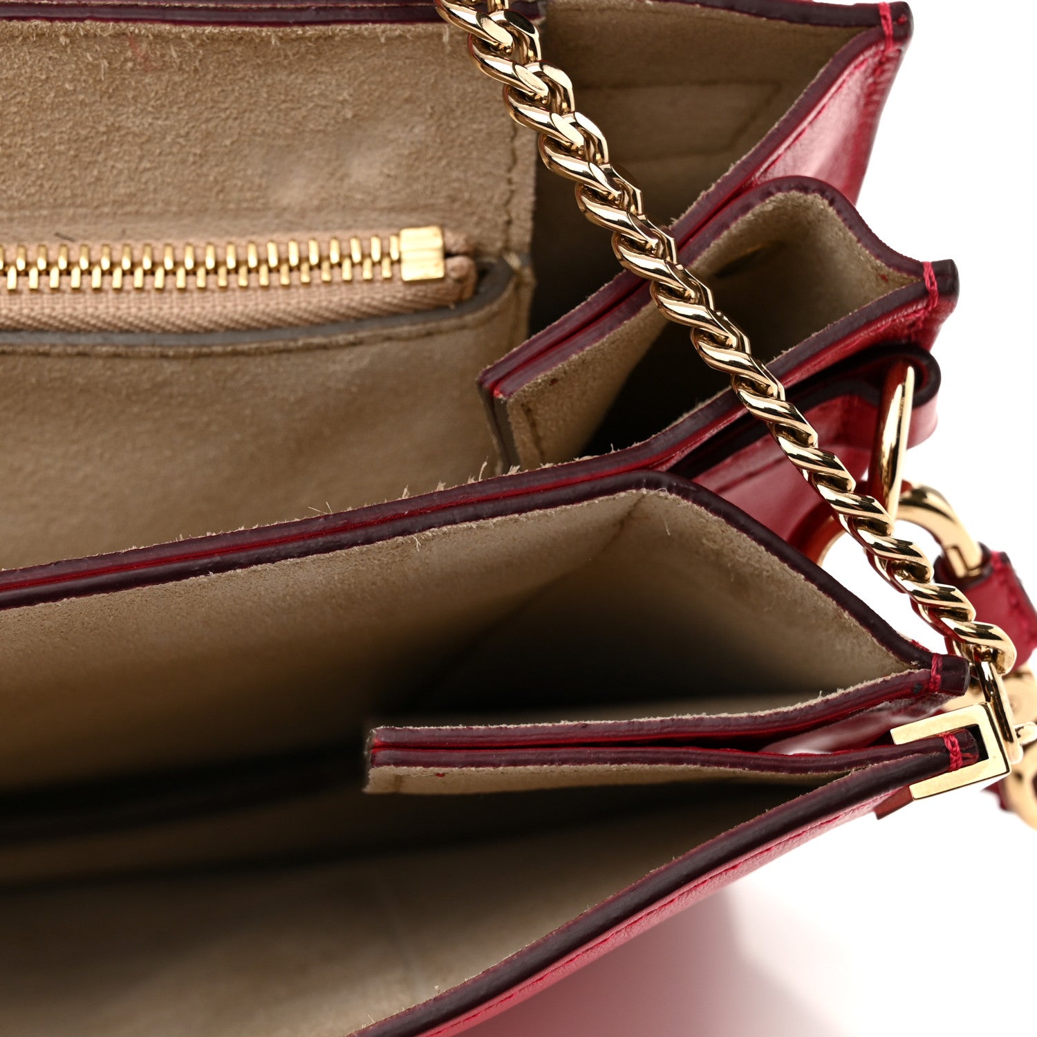 Chloe Calfskin Suede Medium Faye Shoulder Bag Red 8 of 11