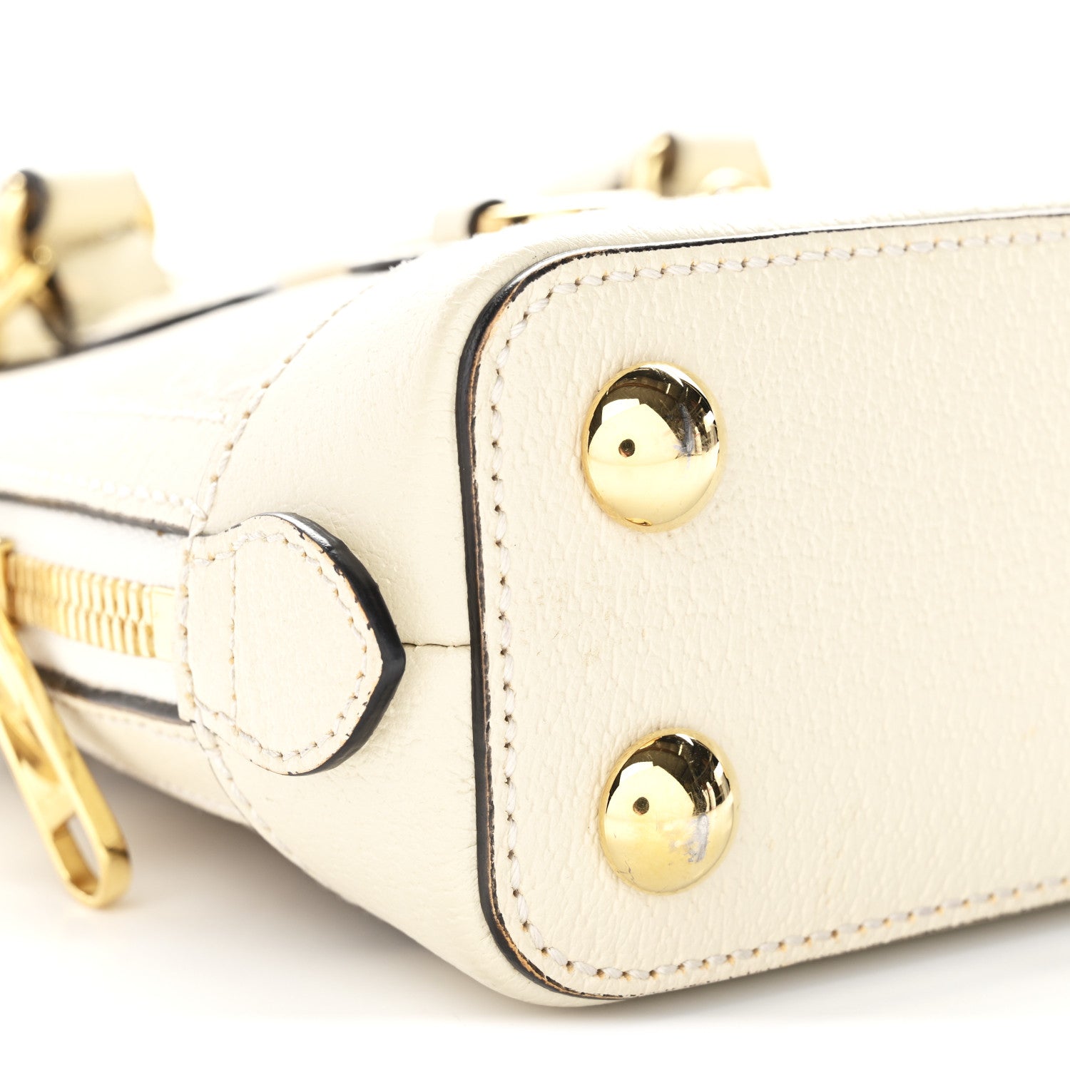 Gucci GG Supreme Monogram Textured Dollar Calfskin Mini Horsebit 1955 Top Handle Bag Beige Mystic White Oatmeal 10 of 13
