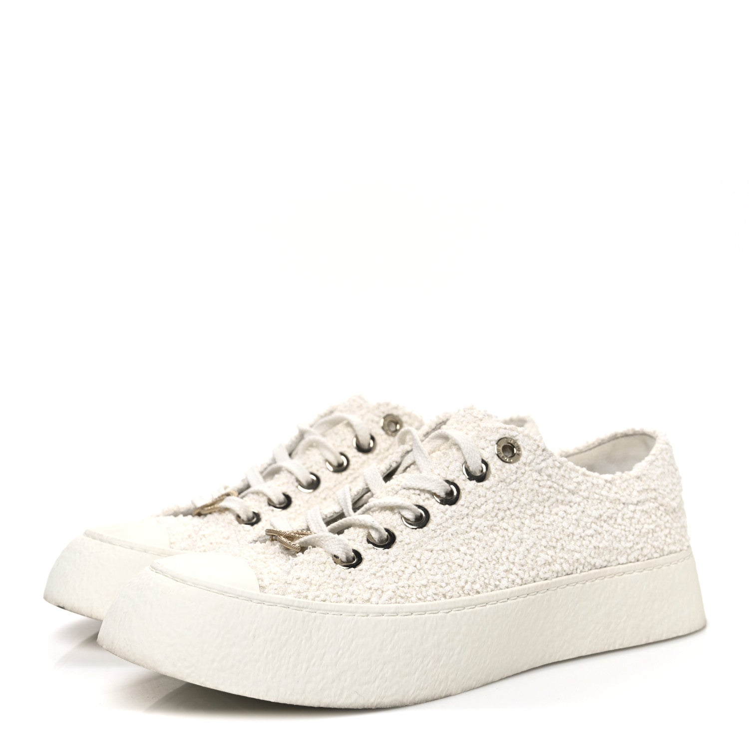 Chanel Tweed Womens CC Platform Sneakers 39.5 White 4 of 11