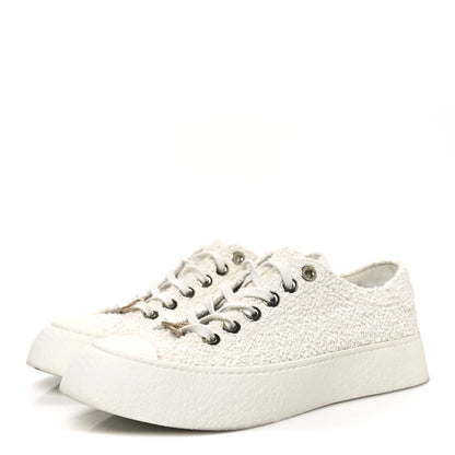 Chanel Tweed Womens CC Platform Sneakers 39.5 White 4 of 11