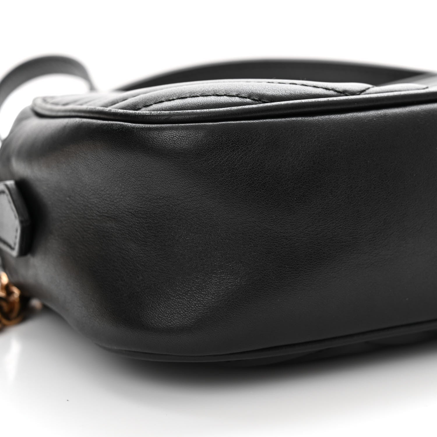 Gucci Calfskin Matelasse Small GG Marmont Chain Shoulder Bag Black 9 of 13