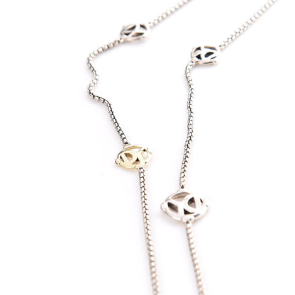 David Yurman Sterling Silver 14K Yellow Gold Logo Station Necklace 36" 6 of 7