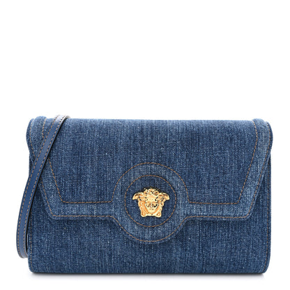 Versace Denim La Medusa Wallet On Strap Navy Blue 1 of 10