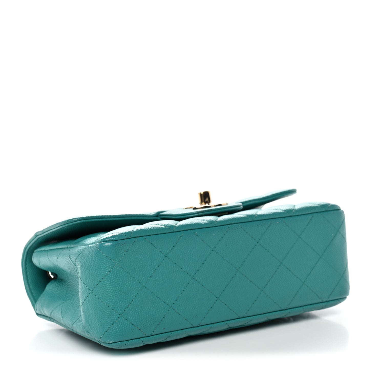 Caviar Quilted Mini Rectangular Flap Turquoise