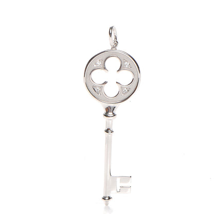 Tiffany 18K White Gold Diamond Quatrefoil Key Pendant 1 of 3