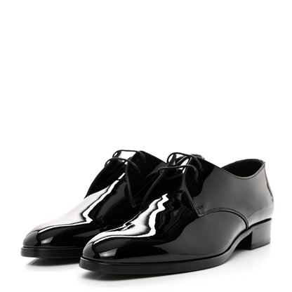 Saint Laurent Patent Baltimora Lace Up Derby Shoes 38 Black 3 of 9