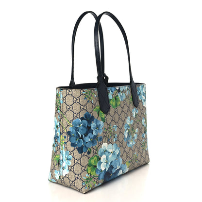 Gucci GG Supreme Monogram Blooms Small Reversible Tote Beige Blue Navy 3 of 8