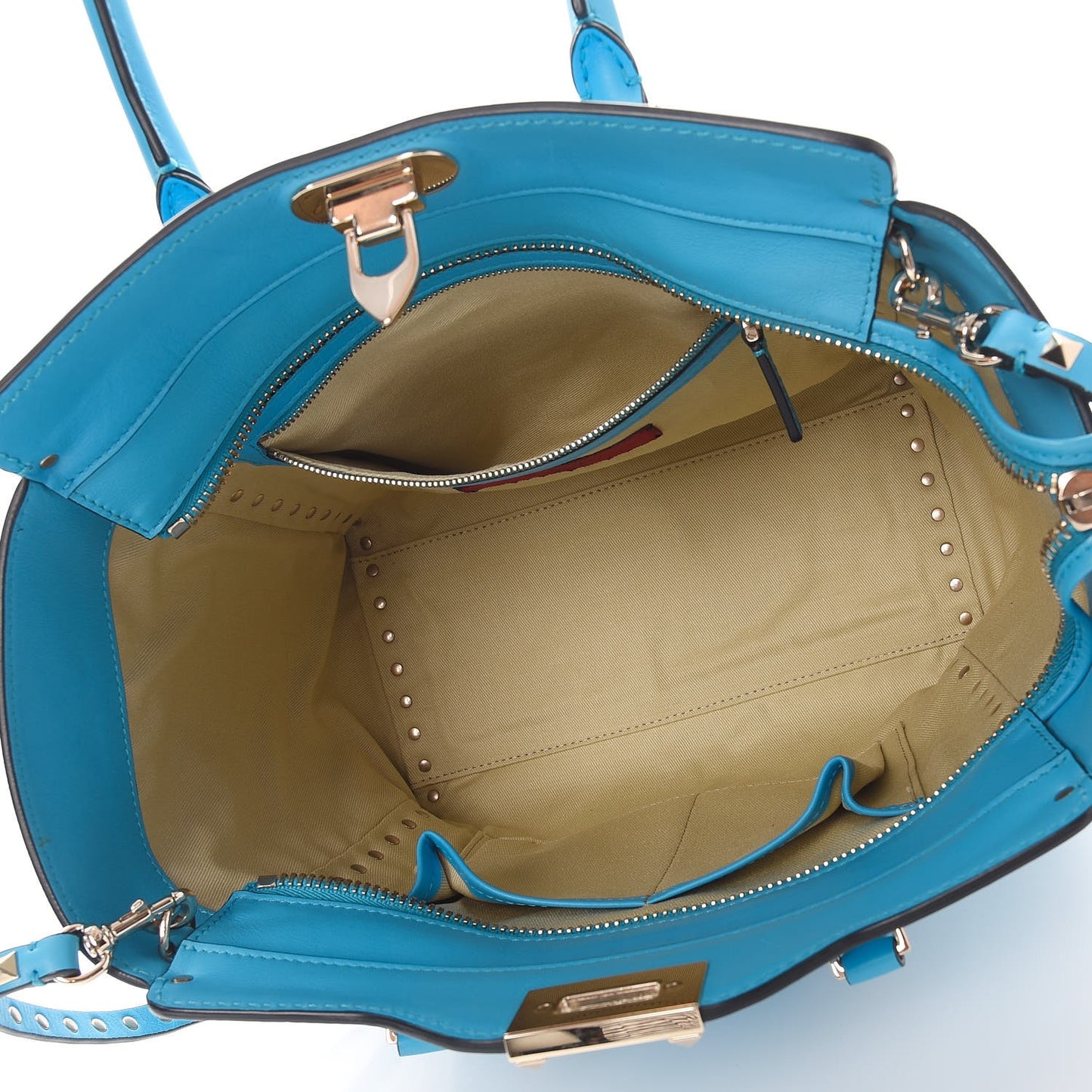 Vitello Rockstud Double Handle Tote Parrot