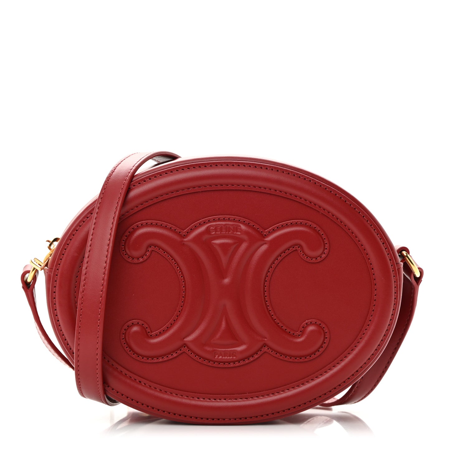 Smooth Calfskin Cuir Triomphe Oval Purse Crossbody Red