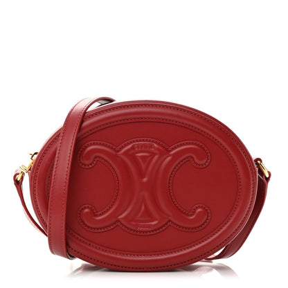 Celine Smooth Calfskin Cuir Triomphe Oval Purse Crossbody Red 1 of 14