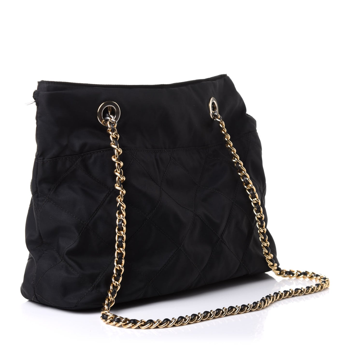 Nylon Tessuto Quilted Shoulder Bag Black