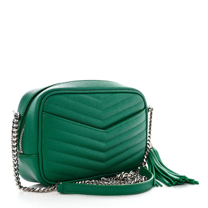 Saint Laurent Grain De Poudre Matelasse Monogram Mini Lou Camera Bag Green Field 3 of 11