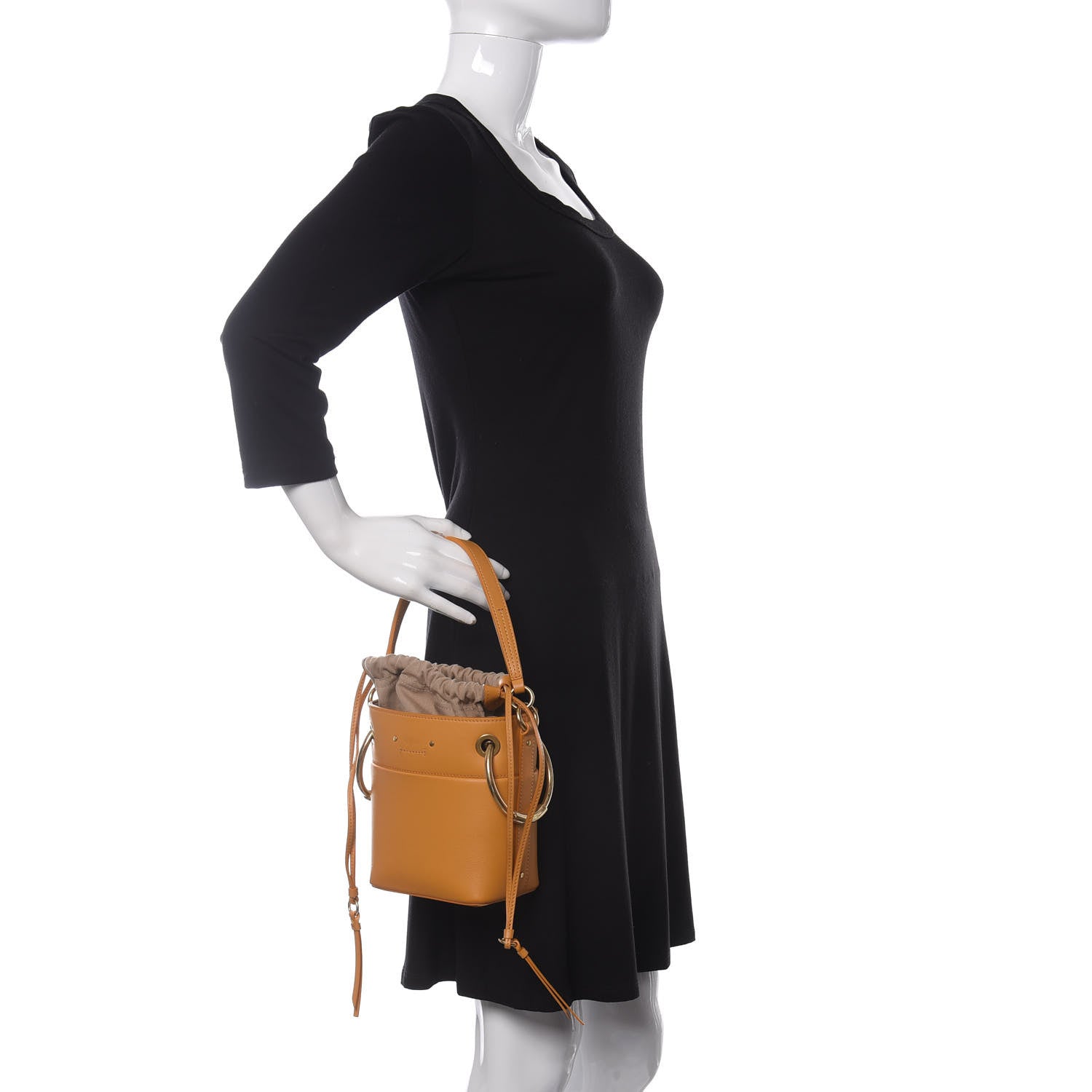Chloe Smooth Calfskin Mini Roy Bucket Bag Burning Camel 2 of 11