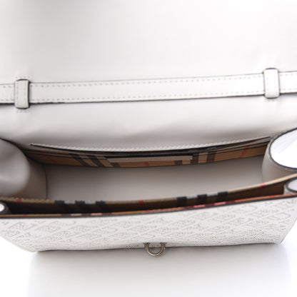 Burberry Calfskin Perforated Small Macken Crossbody Bag White 5 of 10
