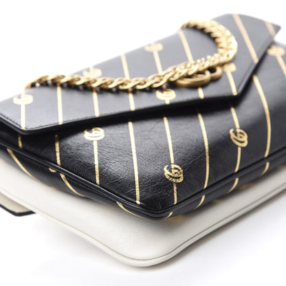 Gucci Calfskin Diagonal GG Medium Thiara Double Envelope Shoulder Bag Black White 7 of 11