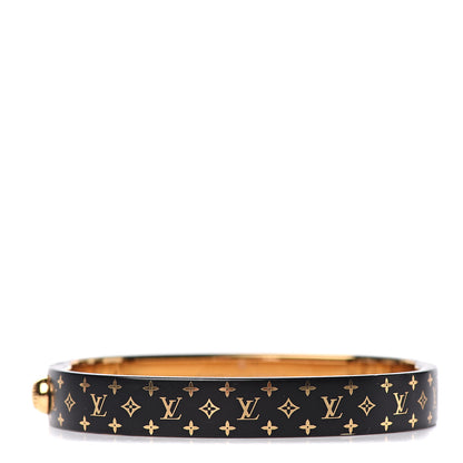 Louis Vuitton Monogram Nanogram Cuff M Black Gold 1 of 5